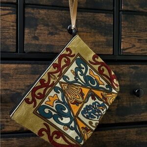 Vintage Boho Large Clutch Bag Purse with Leather Strap